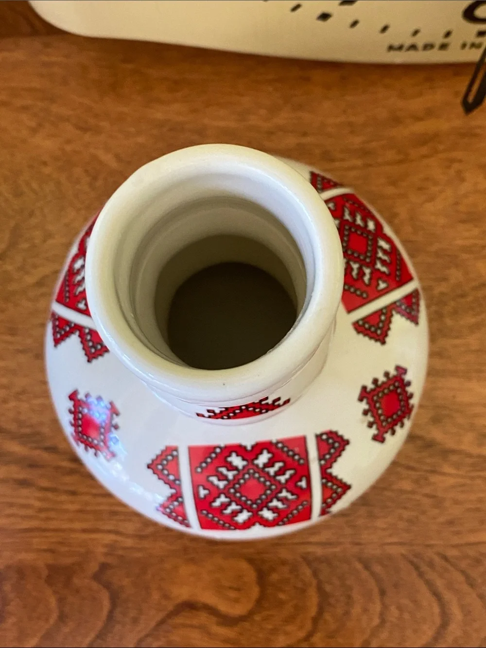 Ukrainian Folk Art Design Ceramic Vase Candle Holder Made in Canada - Picture 4 of 9
